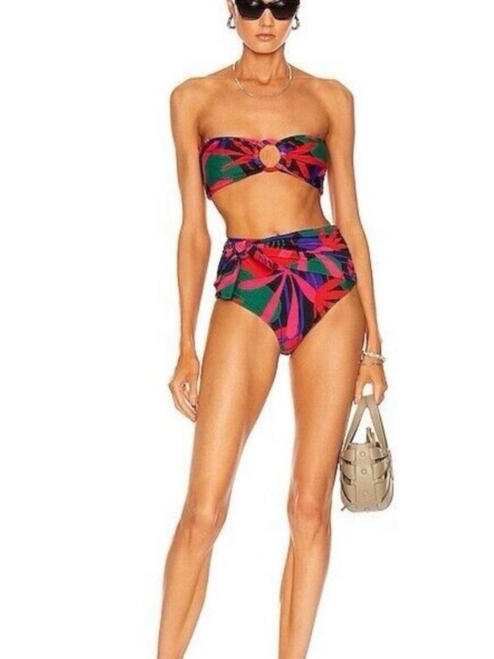PatBo High-Waisted Rio Bikini Bottom Medium Tropical Resortwear